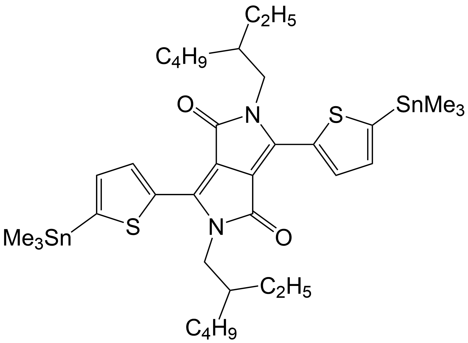 2,5-二(2-乙基己基)-3,6-二(5-三甲基锡)-吡咯并吡咯二酮